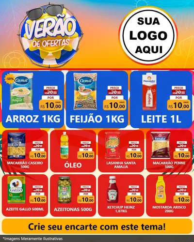Modelo de Rede Social para Feed Instagram com o tema Verão de Ofertas para Supermercado