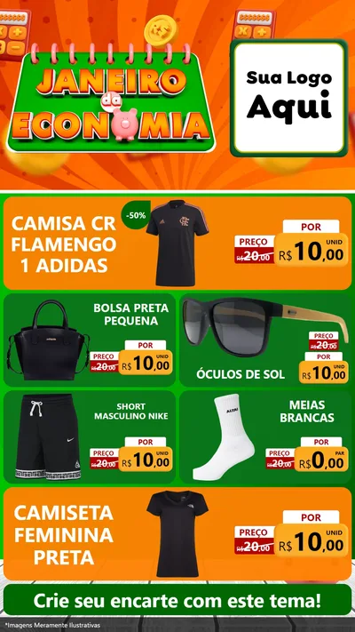 Modelo de TV para TV Vertical com o tema Janeiro da Economia para Roupas e acessórios