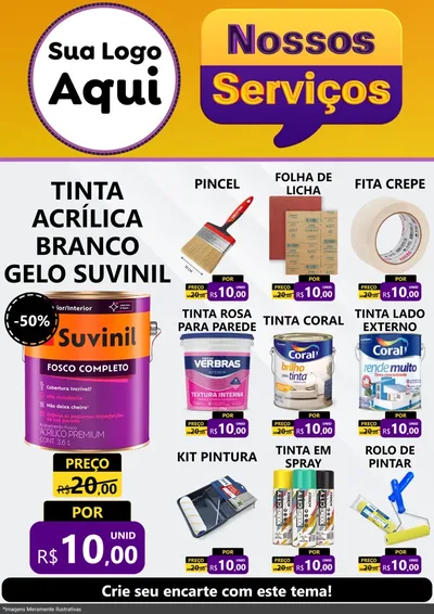 Modelo de Encarte para Encarte A4 Vertical com o tema Nossos Serviços para Tintas e Ferramentas