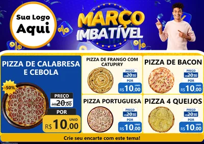 Modelo de Encarte para Encarte A4 Horizontal com o tema Março Imbatível para Pizzaria