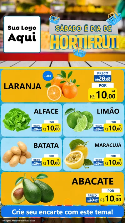 Modelo de TV para TV Vertical com o tema Sábado É Dia de Hortifruti para Hortifrúti