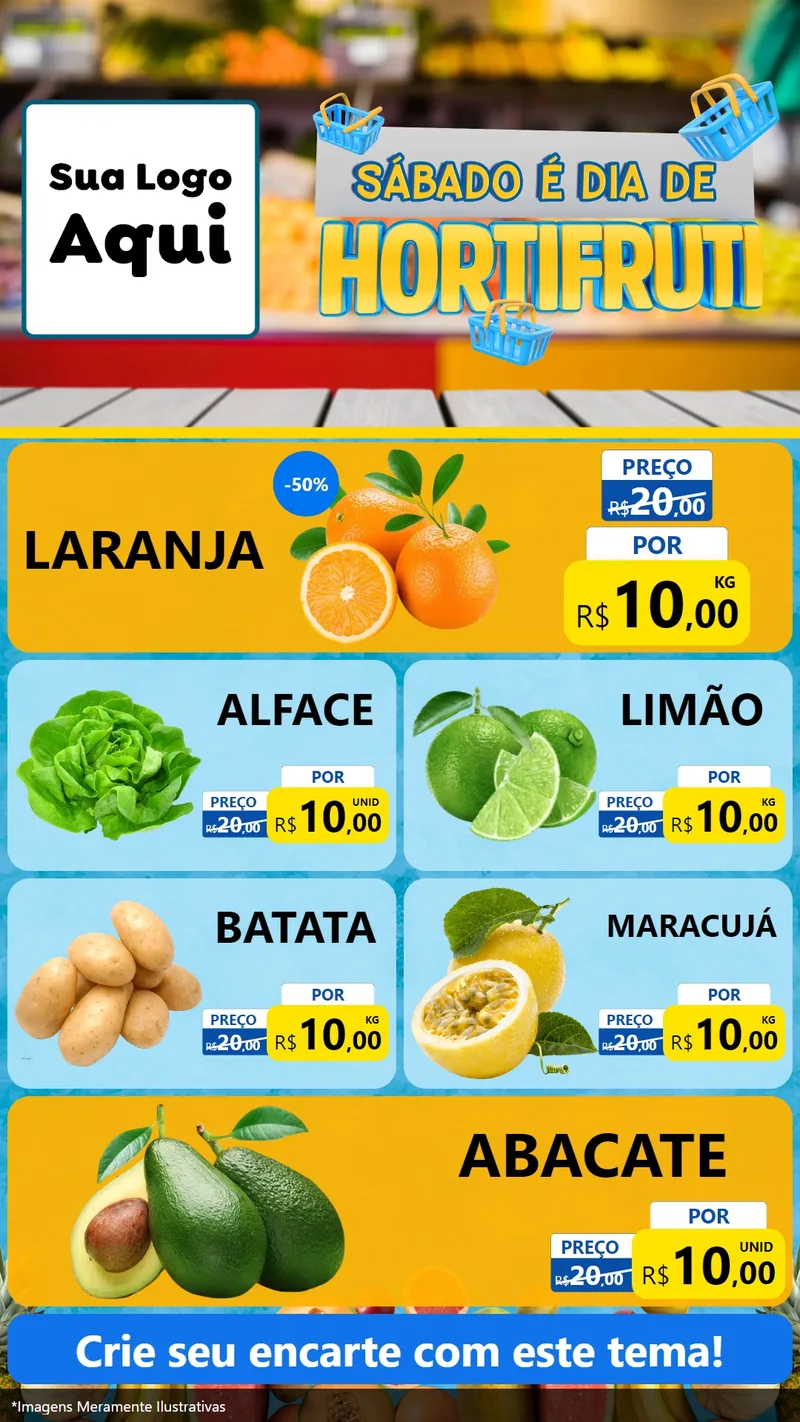 Modelo de TV para TV Vertical com o tema Sábado É Dia de Hortifruti para Hortifrúti