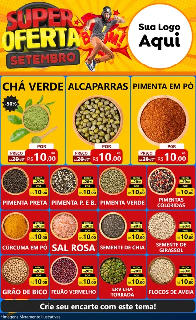 Modelo de Encarte para Encarte Grande com o tema Super Oferta Setembro para Produtos Naturais
