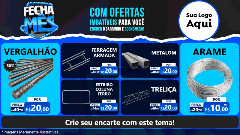 Modelo de TV para TV Horizontal com o tema Fecha Mês para Ferragens