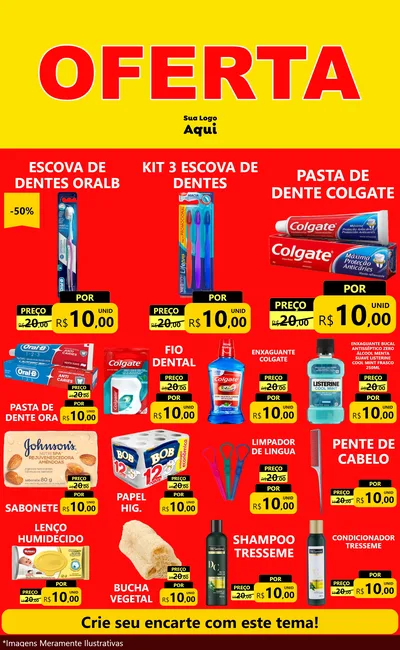 Modelo de Encarte para Encarte Grande com o tema OFERTA - Vermelho Cartaz para Higiene Pessoal