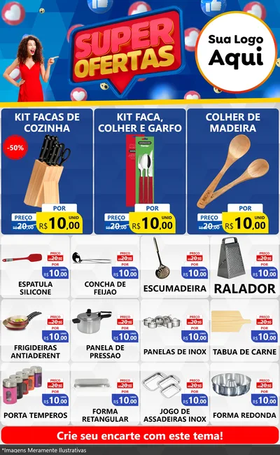 Modelo de Encarte para Encarte Grande com o tema Super Ofertas para Utilidades Domésticas