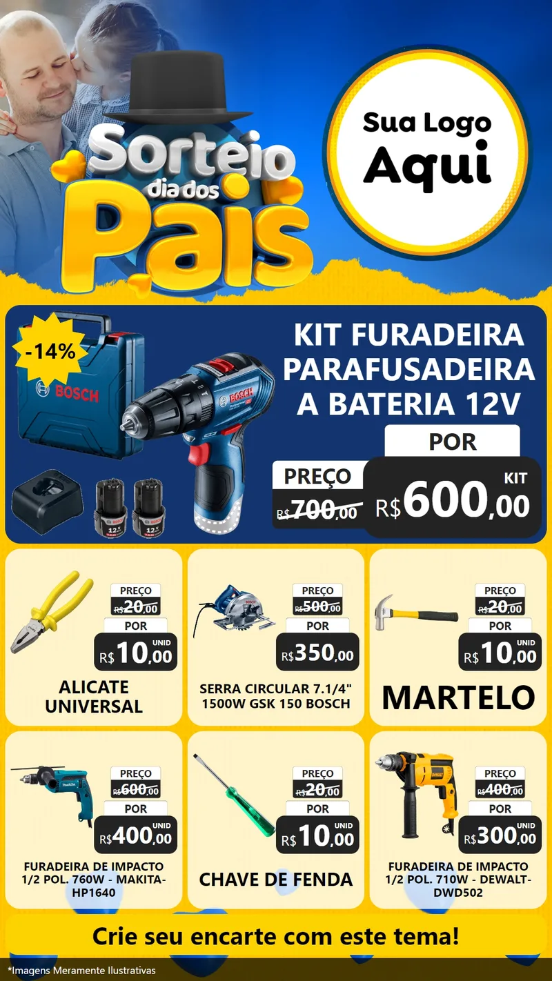 Modelo de Rede Social para Stories com o tema Sorteio Dia Dos Pais para Maquinas e Ferramentas