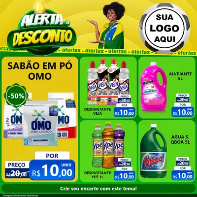 Modelo de Rede Social para Feed Facebook com o tema Alerta de Desconto para Produtos de Limpeza