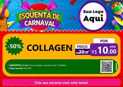 Modelo de Cartaz para Cartaz A4 Horizontal com o tema Esquenta de Carnaval para Suplementos alimentares