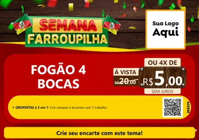 Modelo de Cartaz para Cartaz A4 Horizontal com o tema Semana Farroupilha para Móveis e Eletro