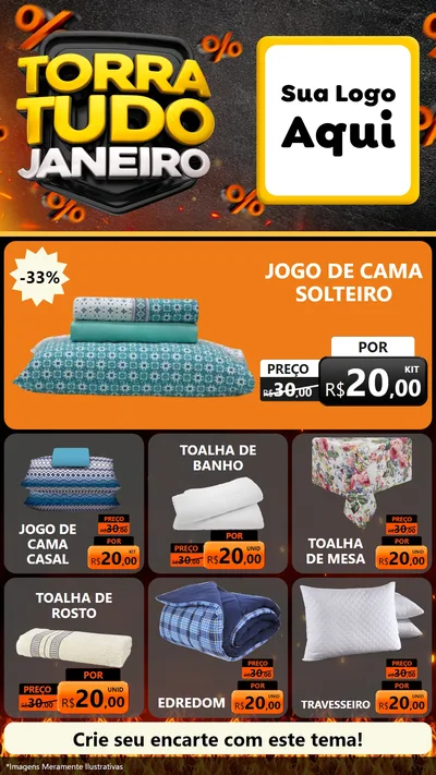 Modelo de Rede Social para Stories com o tema Torra Tudo Janeiro para Cama, Mesa e Banho