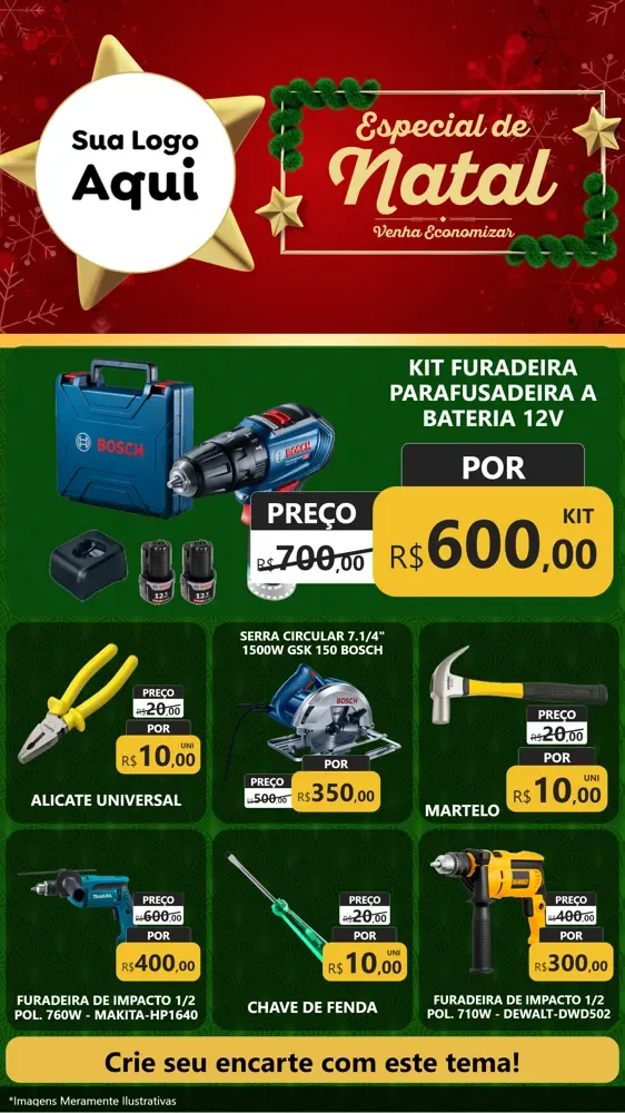 Modelo de Rede Social para Stories com o tema Especial de Natal para Maquinas e Ferramentas