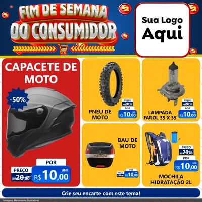 Modelo de Rede Social para Feed Facebook com o tema Fim de Semana do Consumidor para Moto peças