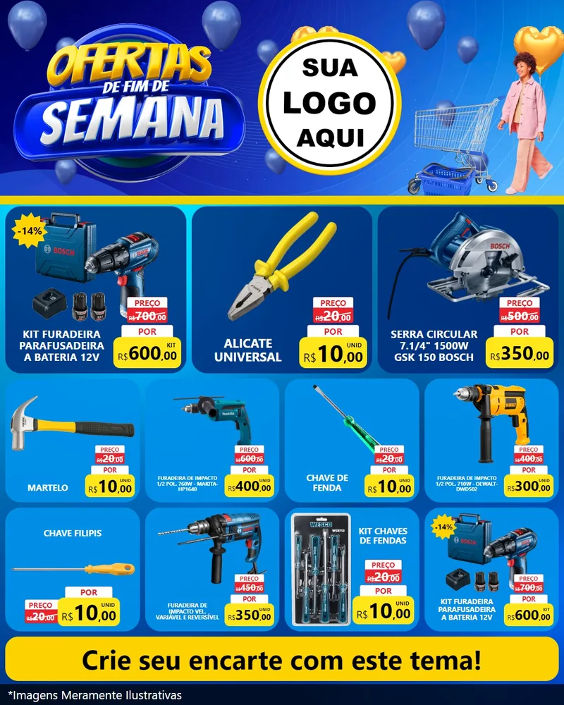 Modelo de Rede Social para Feed Instagram com o tema Ofertas de Fim de Semana para Maquinas e Ferramentas