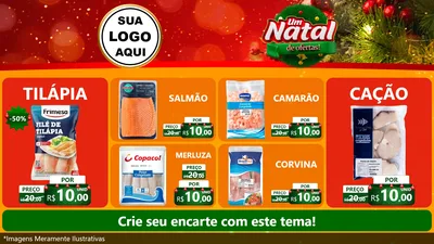 Modelo de TV para TV Horizontal com o tema Um Natal de Ofertas para Peixaria