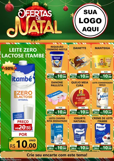 Modelo de Encarte para Encarte A4 Vertical com o tema Ofertas de Natal para Frios e Laticínios