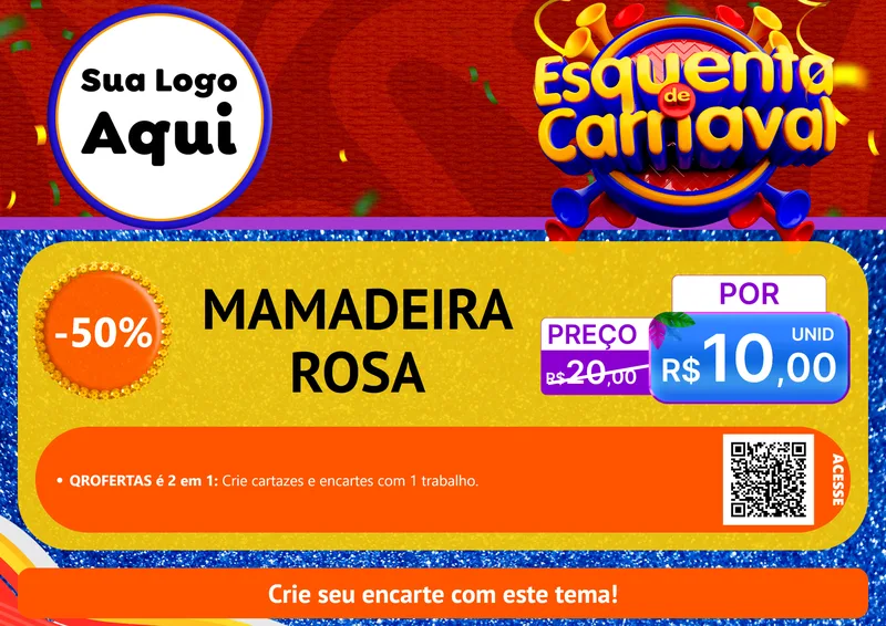 Modelo de Cartaz para Cartaz A4 Horizontal com o tema Esquenta de Carnaval para Bebês