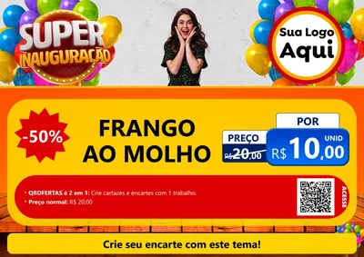 Modelo de Cartaz para Cartaz A4 Horizontal com o tema Super Inauguração para Restaurante