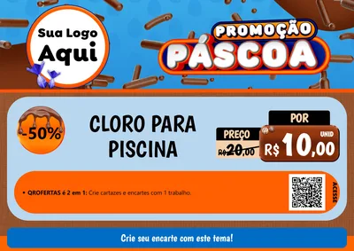 Modelo de Cartaz para Cartaz A4 Horizontal com o tema Promoção Páscoa para Produtos para Piscina