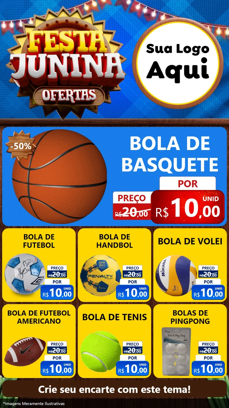Modelo de Rede Social para Stories com o tema Festa Junina Ofertas para Artigos Esportivos