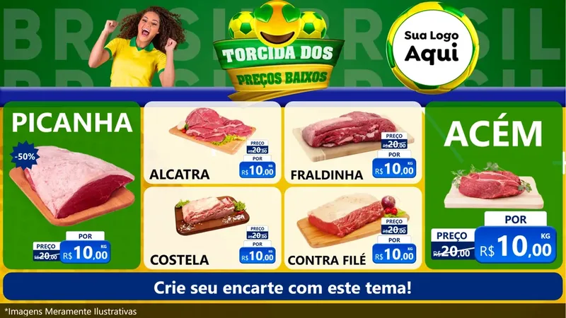 Modelo de TV para TV Horizontal com o tema Torcida dos Preços Baixos - Copa para Açougue