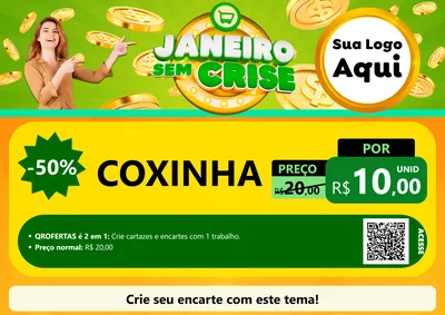 Modelo de Cartaz para Cartaz A4 Horizontal com o tema Janeiro Sem Crise para Salgadaria