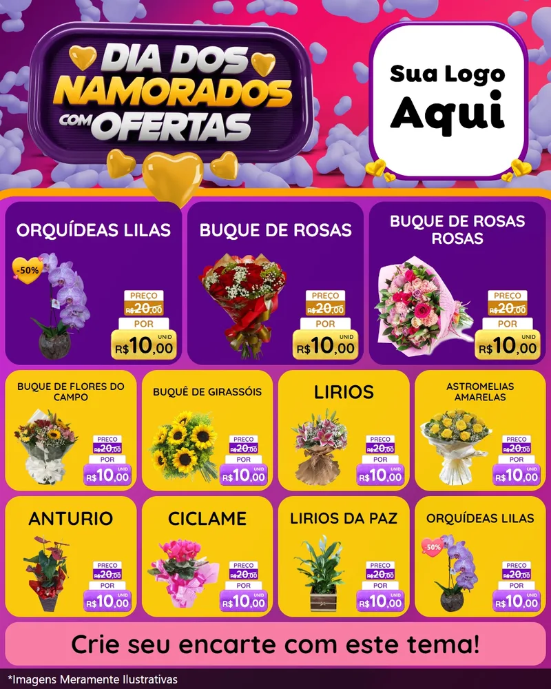 Modelo de Rede Social para Feed Instagram com o tema Dia Dos Namorados Com Ofertas para Floricultura e jardim