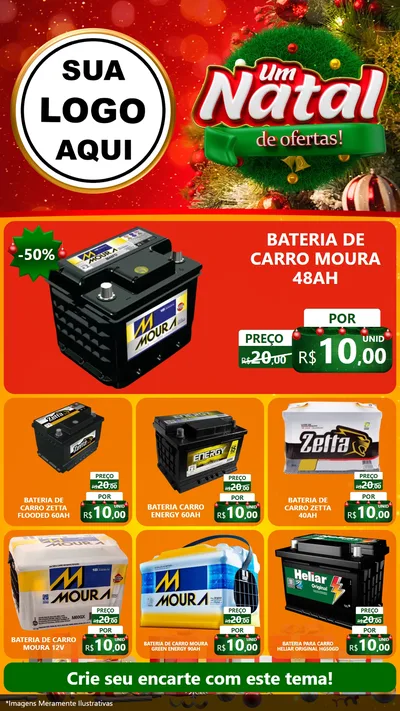 Modelo de Rede Social para Stories com o tema Um Natal de Ofertas para Baterias Elétricas