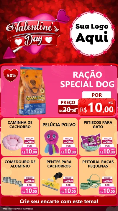 Modelo de Rede Social para Stories com o tema Valentine's Day para Pet Shop