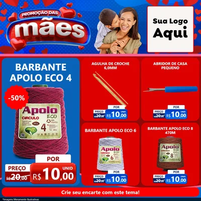 Modelo de Rede Social para Feed Facebook com o tema Promoção das Mães para Armarinho e Aviamentos