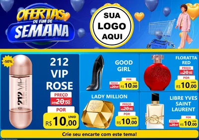Modelo de Encarte para Encarte A4 Horizontal com o tema Ofertas de Fim de Semana para Perfumes