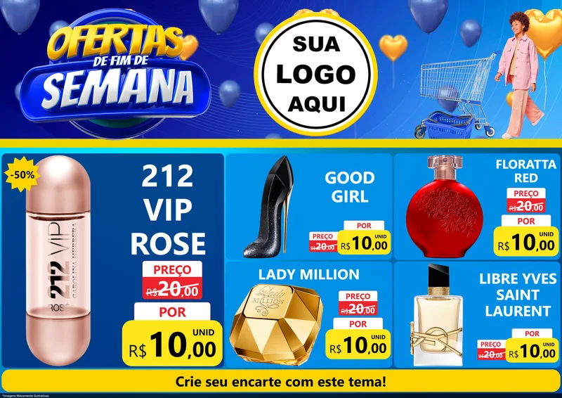 Modelo de Encarte para Encarte A4 Horizontal com o tema Ofertas de Fim de Semana para Perfumes