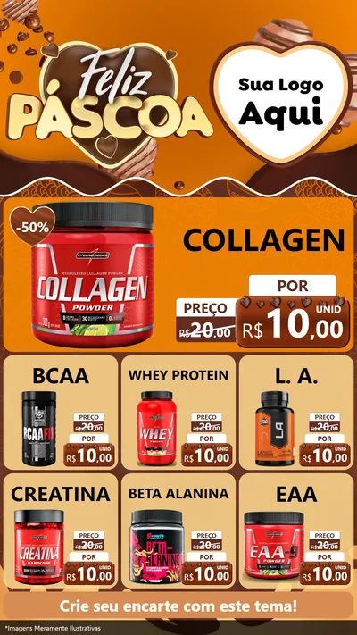 Modelo de Rede Social para Stories com o tema Feliz Páscoa para Suplementos alimentares