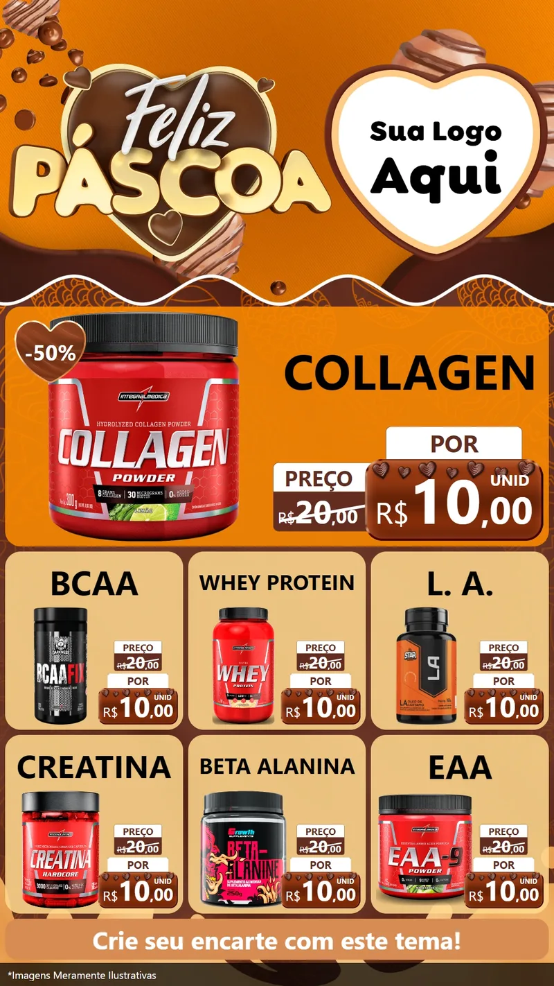 Modelo de Rede Social para Stories com o tema Feliz Páscoa para Suplementos alimentares