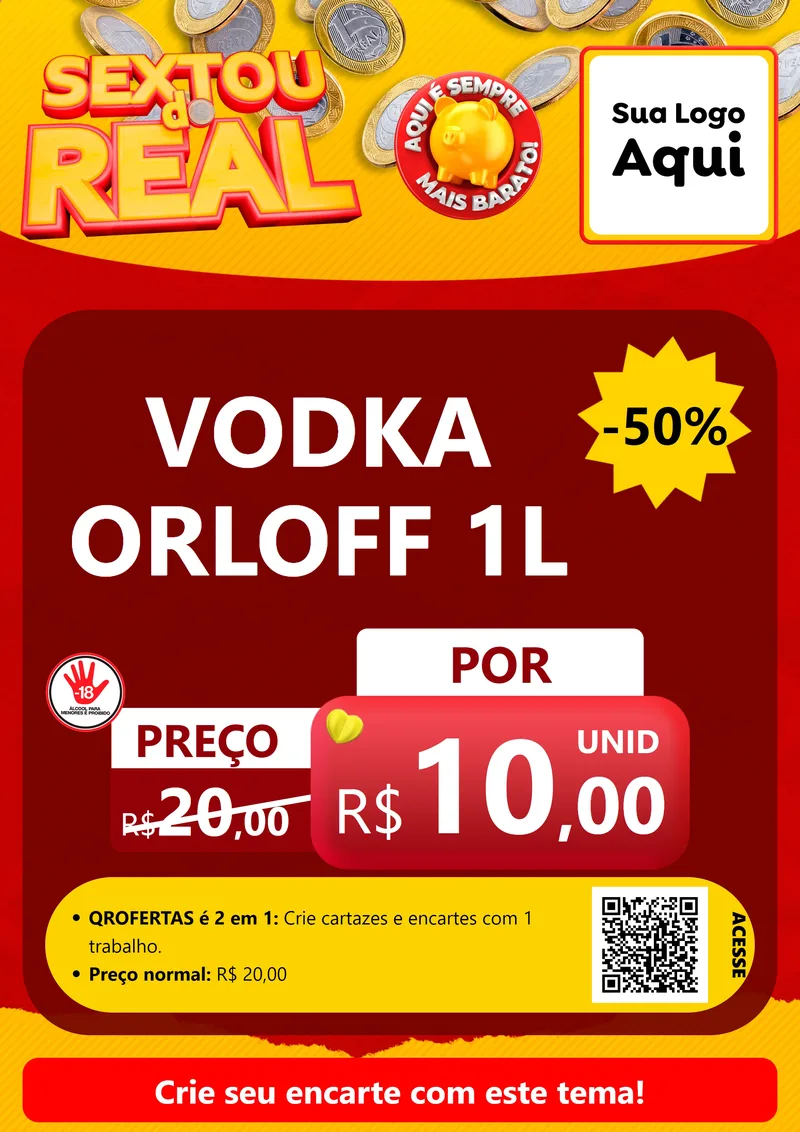 Modelo de Cartaz para Cartaz A4 Vertical com o tema Sextou do Real para Distribuidora de bebidas