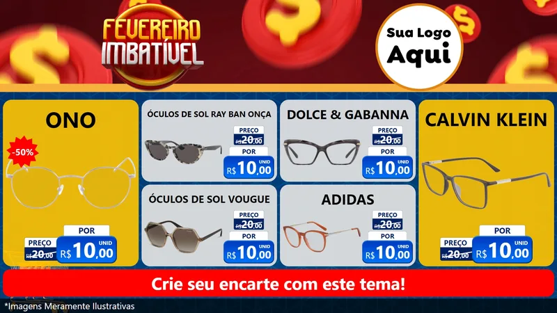Modelo de TV para TV Horizontal com o tema Fevereiro Imbatível para Óticas