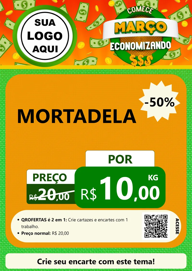 Modelo de Cartaz para Cartaz A4 Vertical com o tema Comece Março Economizando para Frios e Laticínios