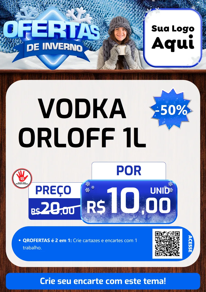 Modelo de Cartaz para Cartaz A4 Vertical com o tema Ofertas de Inverno para Distribuidora de bebidas