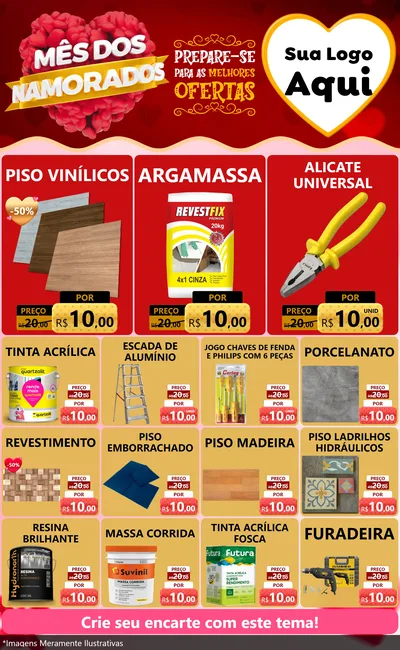 Modelo de Encarte para Encarte Grande com o tema Mês dos Namorados para Material para Construção