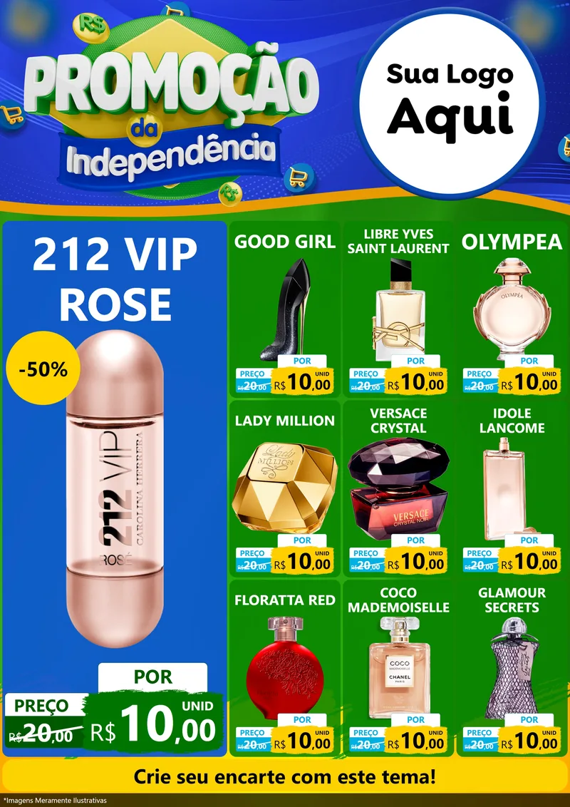 Modelo de Encarte para Encarte A4 Vertical com o tema Promoção da Independência para Perfumes