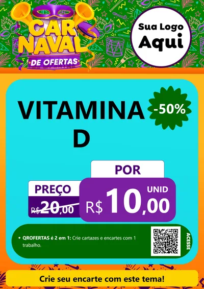 Modelo de Cartaz para Cartaz A4 Vertical com o tema Carnaval de Ofertas para Farmácia