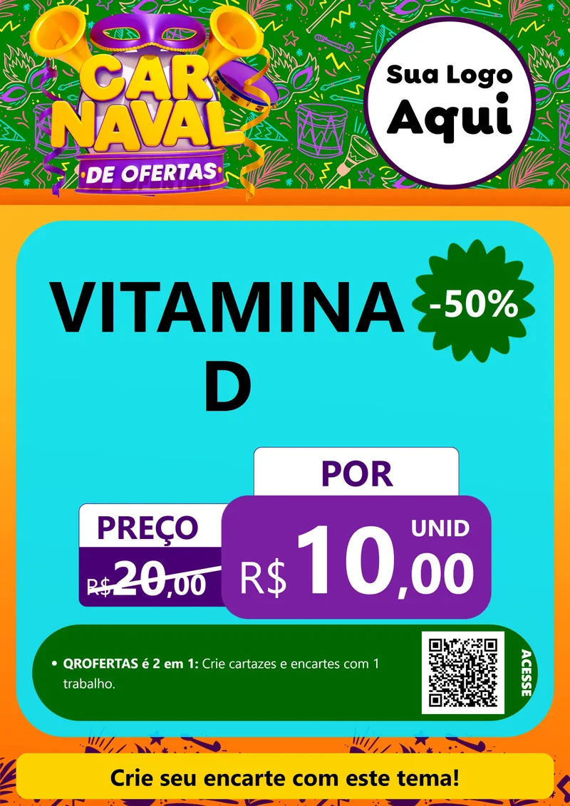 Modelo de Cartaz para Cartaz A4 Vertical com o tema Carnaval de Ofertas para Farmácia