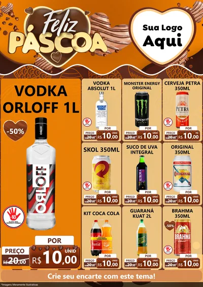Modelo de Encarte para Encarte A4 Vertical com o tema Feliz Páscoa para Distribuidora de bebidas