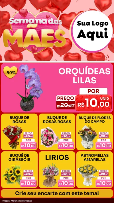 Modelo de Rede Social para Stories com o tema Semana Das Mães para Floricultura e jardim