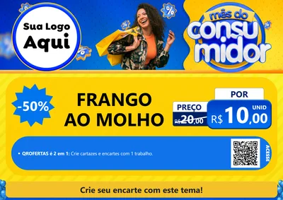 Modelo de Cartaz para Cartaz A4 Horizontal com o tema Mês do Consumidor para Restaurante