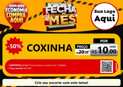 Modelo de Cartaz para Cartaz A4 Horizontal com o tema Fecha Mês para Salgadaria