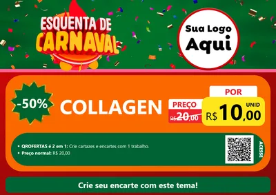 Modelo de Cartaz para Cartaz A4 Horizontal com o tema Esquenta de Carnaval para Suplementos alimentares