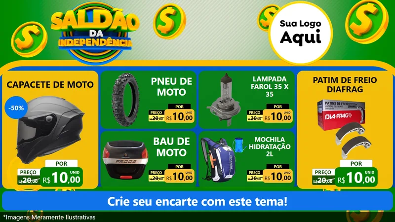 Modelo de TV para TV Horizontal com o tema Saldão da Indepêndencia para Moto peças