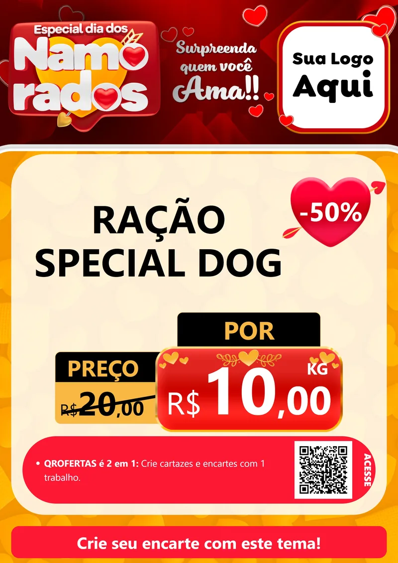 Modelo de Cartaz para Cartaz A4 Vertical com o tema Especial Dia dos Namorados para Pet Shop