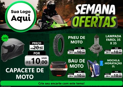 Modelo de Encarte para Encarte A4 Horizontal com o tema Semana De Ofertas - Motopeças para Moto peças